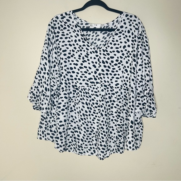 Tops - ORINDA Polka Dot Peplum Top 2x